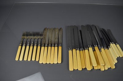 Lot 266 - A set of six silver fish knives and forks with...