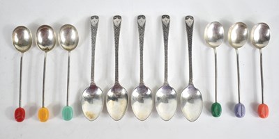 Lot 11 - A set of six silver coffee bean spoons...