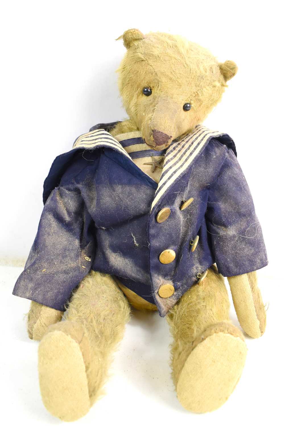 Lot 11 - A Vintage teddy bear, dressed in Naval style...