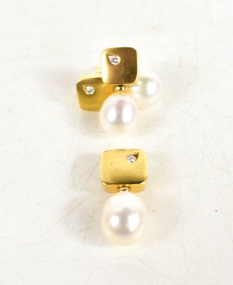 Lot 38 - A demi parure 18ct gold, pearl and diamond set,...