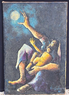 Lot 378 - A 20th century mixed media on canvas, abstract...