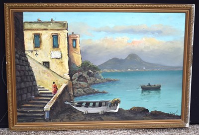 Lot 299 - A 20th century oil on board painting depicting...
