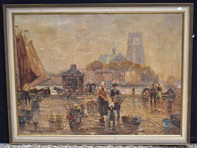 Lot 358 - An oil on canvas painting depicting a Dutch...