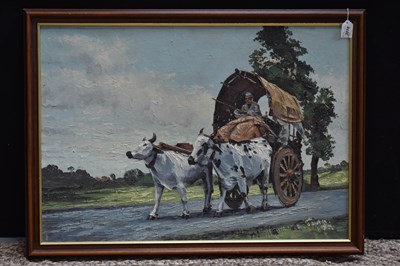 Lot 31 - Nicolae Grigorescu? (1838-1970): ox cart in a...