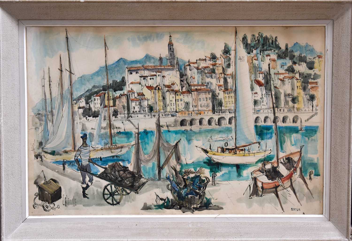 Lot 2 - Robert Lepine (1929-2017): Menton harbour...