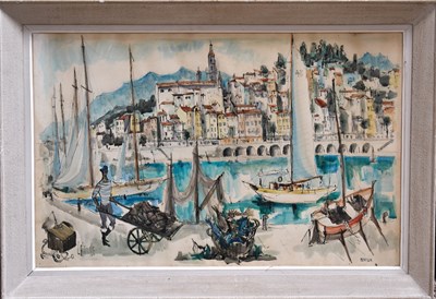 Lot 2 - Robert Lepine (1929-2017): Menton harbour...