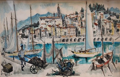 Lot 2 - Robert Lepine (1929-2017): Menton harbour...