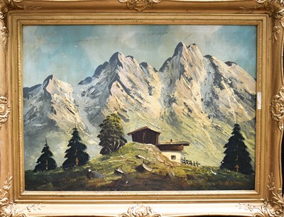 Lot 20 - A. Glanci? (20th Century): alpine cabin in a...