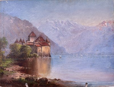 Lot 92 - A 19th Century oil on board depicting a Swiss...