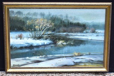 Lot 219 - A.K Kalning, (Russian? 20th century) Winter...