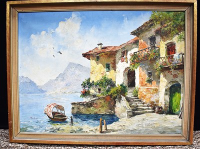 Lot 110 - A 20th century oil on canvas depicting a...