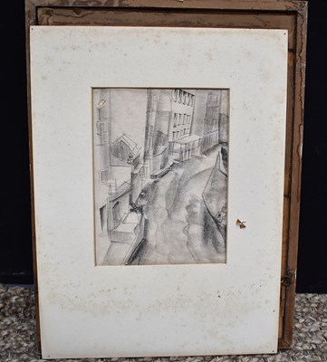 Lot 112 - An original pencil sketch depicting an urban...