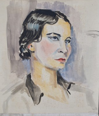 Lot 115 - A 20th Century watercolour portrait of a woman,...