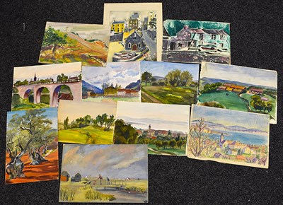 Lot 186 - A group of oil and watercolour paintings of...