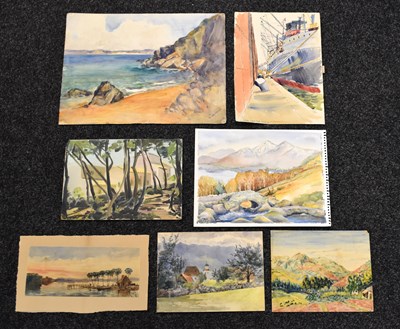 Lot 48 - A group of oil and watercolour paintings to...