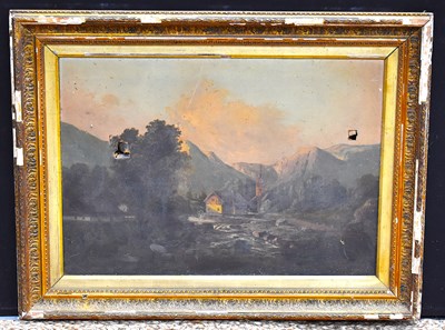 Lot 168 - A 19th century oil on canvas depicting Swiss...