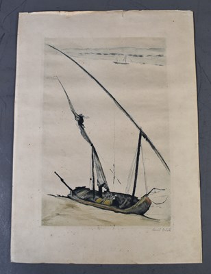 Lot 202 - Emil Orlik, (German, 1870-1932); Felucca on...