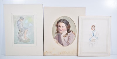 Lot 79 - A watercolour painting depicting a young boy...