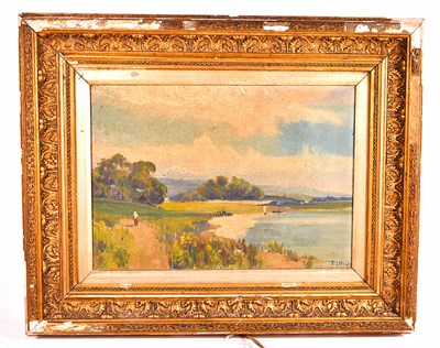 Lot 440 - T. Lind (19th century): Figure walking a path...