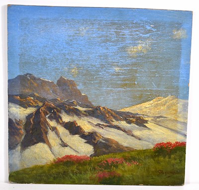 Lot 429 - Giovanni Pizzano (1875-1954): Snowy alpine...