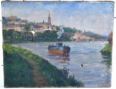 Lot 424 - An early 20th century oil on canvas depicting...