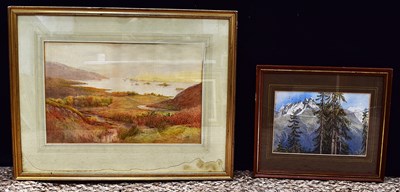 Lot 454 - W.E. Bengt (19th century): Lake landscape,...