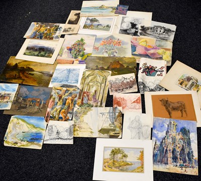 Lot 462 - A large selection of paintings to include a...