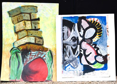 Lot 499 - Two 20th century paintings, one abstract...