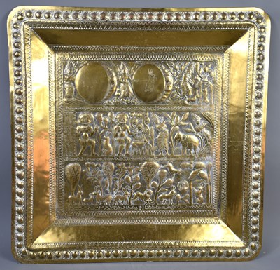 Lot 407 - A 19th century South Indian brass try of...