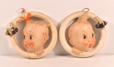 Lot 228 - M.I Hummel, boy and girl "Ba Bee" porcelain...