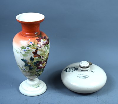 Lot 230 - A Victorian opaline glass vase hand-painted...