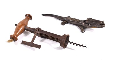 Lot 550 - A 19th century rack and pinion corkscrew...