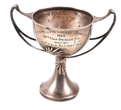 Lot 366 - A small silver trophy, engraved Officer's...
