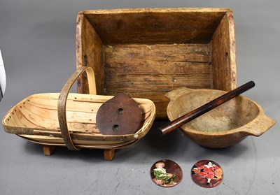 Lot 192 - An antique pine dough trough, 23.5cm high...