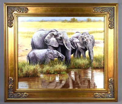 Lot 540 - Stephen Park (British b.1953): elephants by...