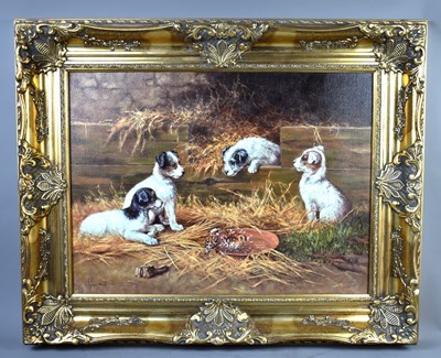 Lot 536 - Stephen Park (British b.1953): puppies in a...