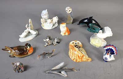 Lot 238 - A group of porcelain animal ornaments to...