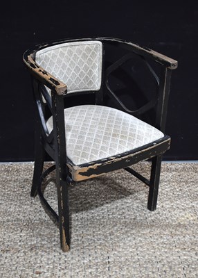 Lot 610 - A Josef Hoffmann style armchair with a black...