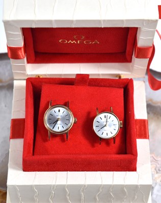 Lot 6 - A pair of Omega Geneve 9ct gold wristwatch...