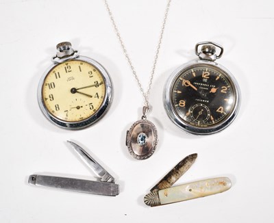Lot 560 - An Ingersoll "Triumph" pocket watch together...