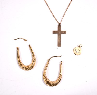 Lot 80 - A 9ct gold cross pendant and chain together...