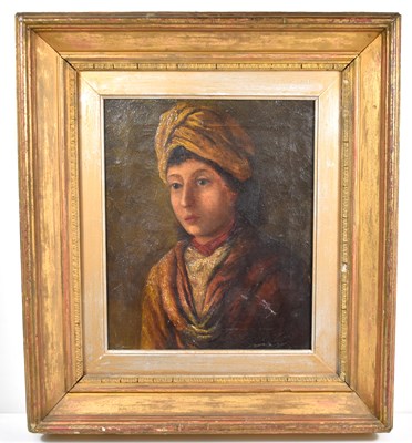 Lot 539 - A 19th century oil on canvas depicting a young...