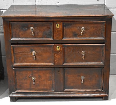 Lot 631 - A late 17th / early 18th century oak chest of...