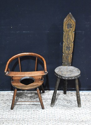 Lot 607 - A 19th century childs potty chair together...