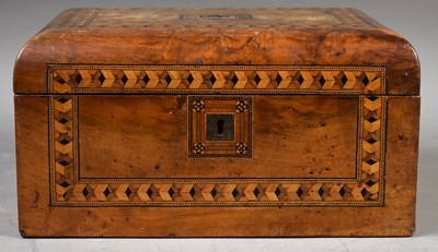 Lot 186 - An antique walnut trinket box with various...