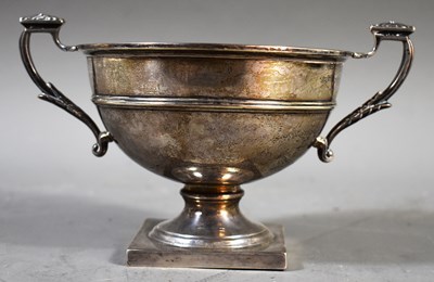 Lot 58 - A silver twin handled pedestal bowl on a...