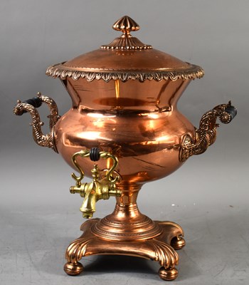 Lot 390 - A Victorian copper and brass samovar, with...