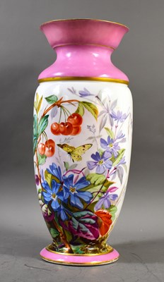 Lot 249 - A Victorian porcelain vase, pink ground...