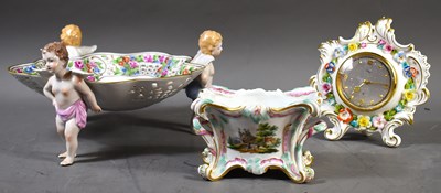 Lot 329 - An Imhof clock housed in a Coalport porcelain...