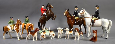 Lot 341 - A group of Beswick pottery 'hunting' figurines,...